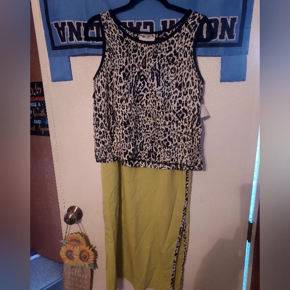 Zebra and Lime Green Skirt Set